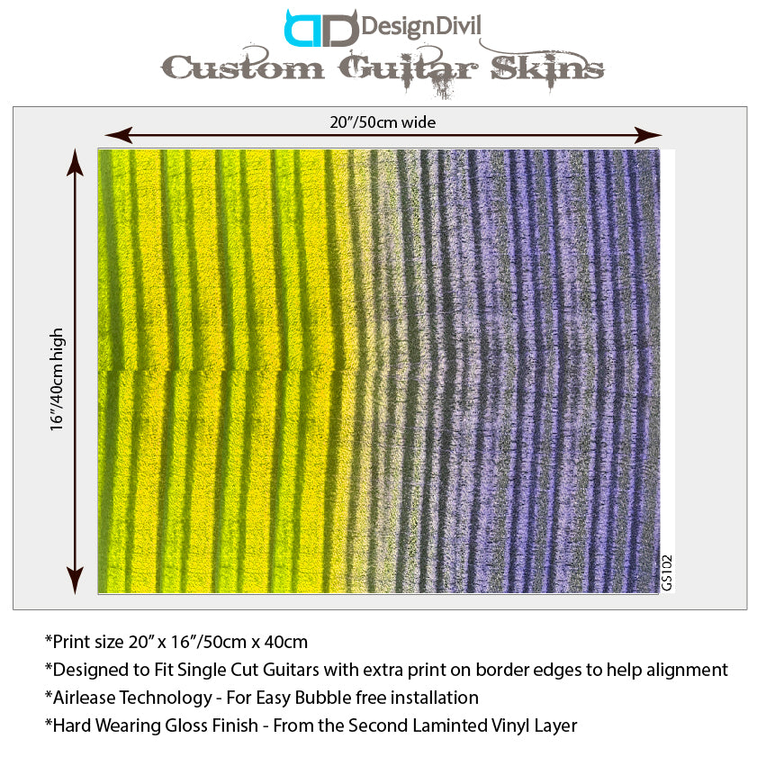 Modern Guitar Skin Vinyl Wrap Decal Sticker Flamed Maple Yellow Fade GS102