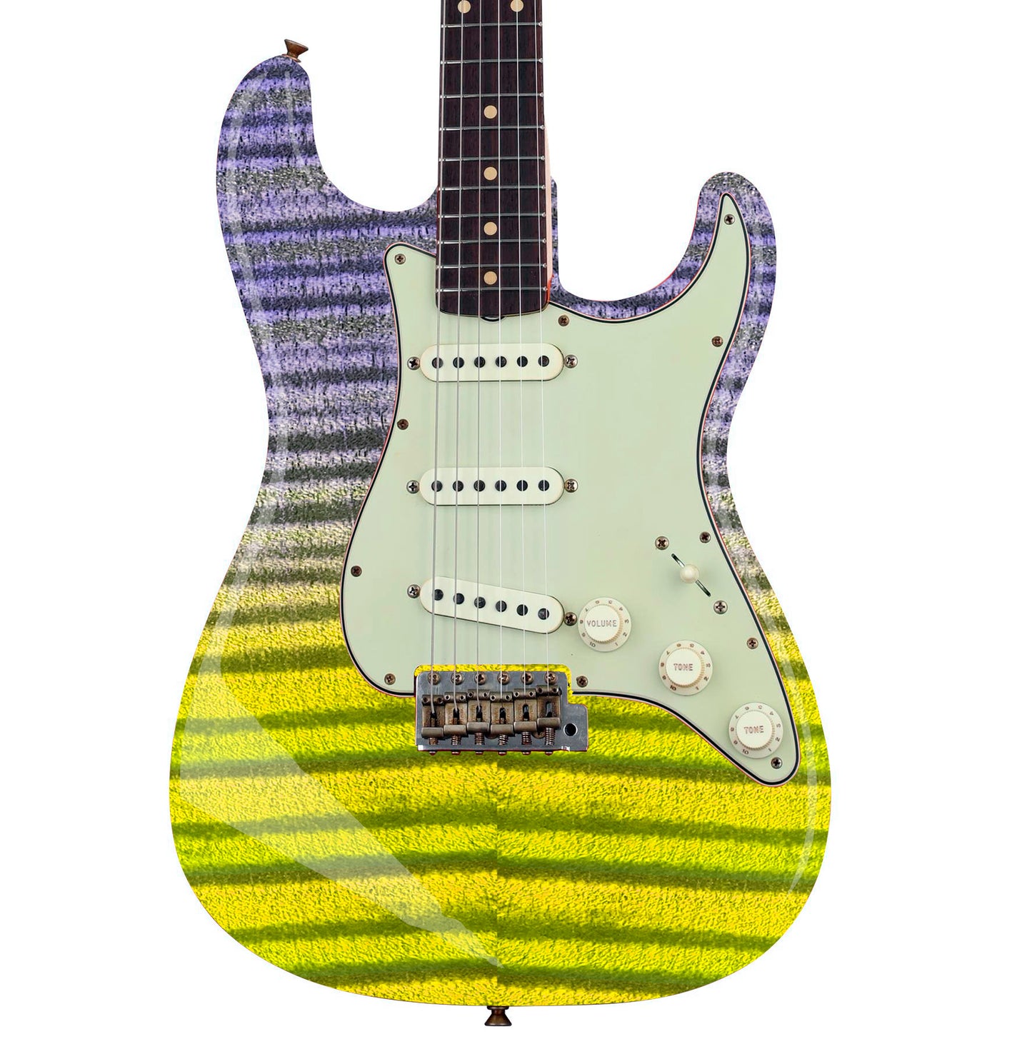 Modern Guitar Skin Vinyl Wrap Decal Sticker Flamed Maple Yellow Fade GS102