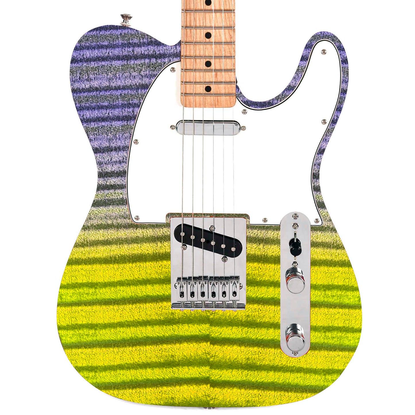 Modern Guitar Skin Vinyl Wrap Decal Sticker Flamed Maple Yellow Fade GS102