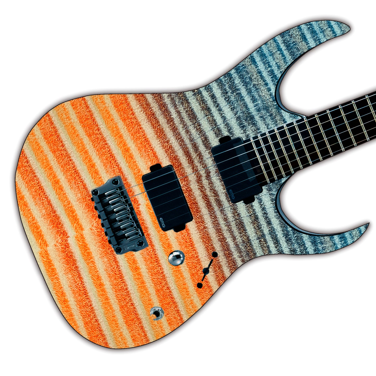 Modern Guitar Skin Vinyl Wrap Decal Sticker Flamed Maple Orange Fade GS103