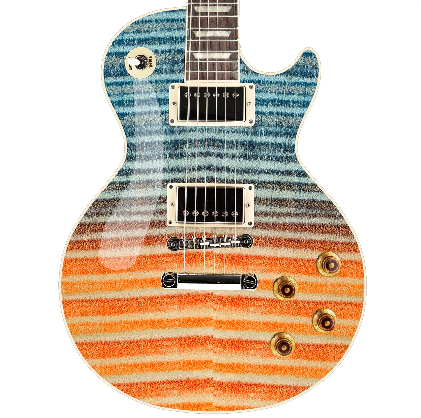 Modern Guitar Skin Vinyl Wrap Decal Sticker Flamed Maple Orange Fade GS103