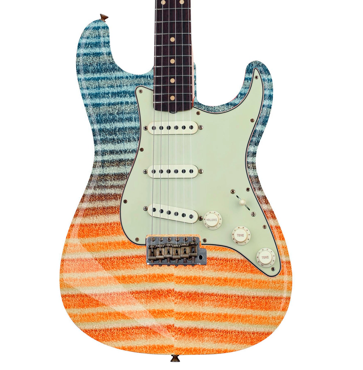 Modern Guitar Skin Vinyl Wrap Decal Sticker Flamed Maple Orange Fade GS103