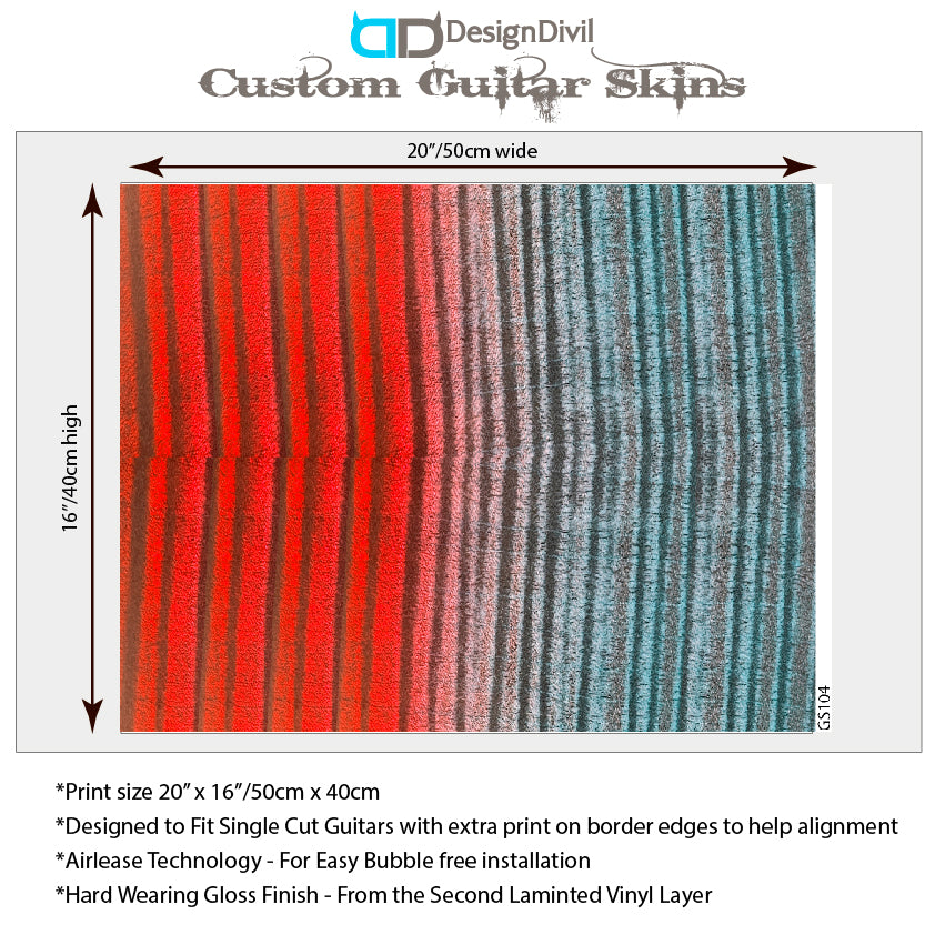 Modern Guitar Skin Vinyl Wrap Decal Sticker Flamed Maple Red Fade GS104