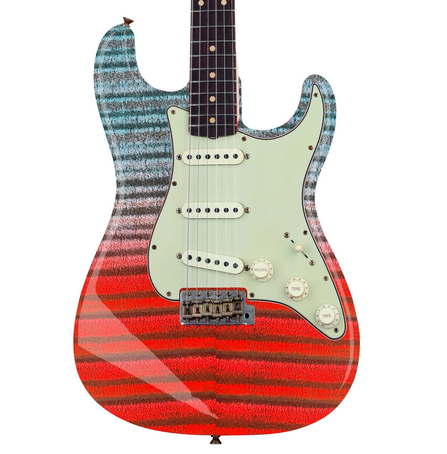 Modern Guitar Skin Vinyl Wrap Decal Sticker Flamed Maple Red Fade GS104