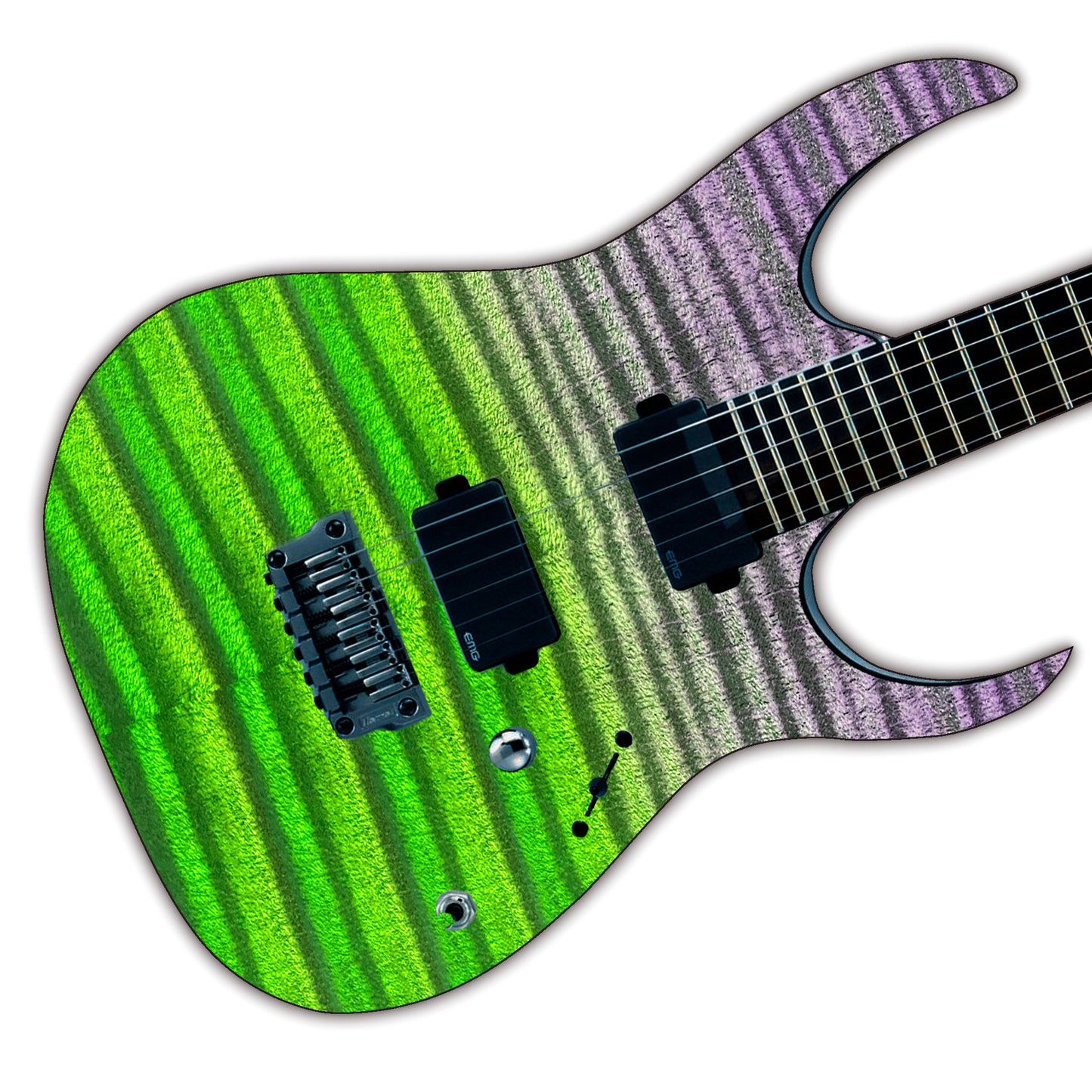 Modern Guitar Skin Vinyl Wrap Decal Sticker Flamed Maple Lime Green Fade GS105