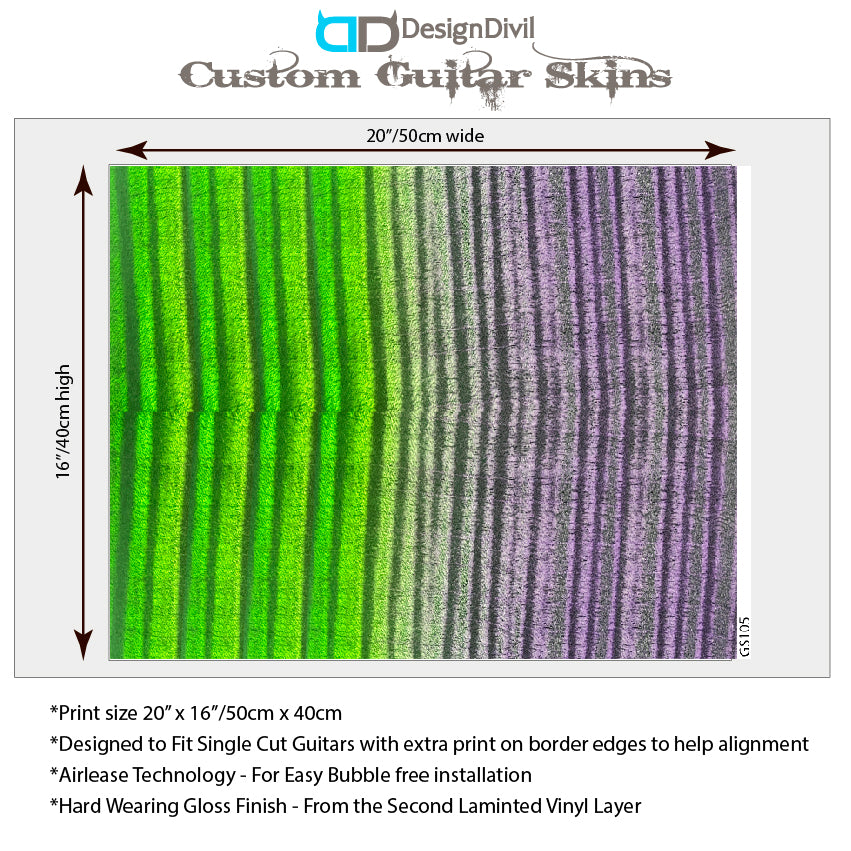 Modern Guitar Skin Vinyl Wrap Decal Sticker Flamed Maple Lime Green Fade GS105