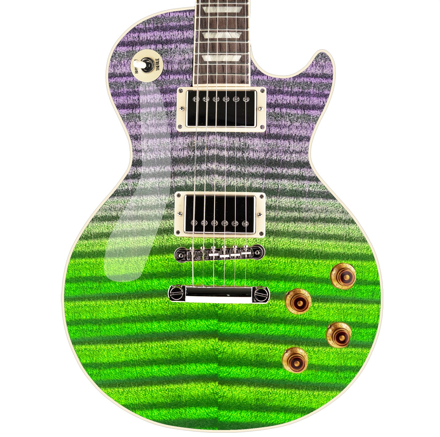 Modern Guitar Skin Vinyl Wrap Decal Sticker Flamed Maple Lime Green Fade GS105