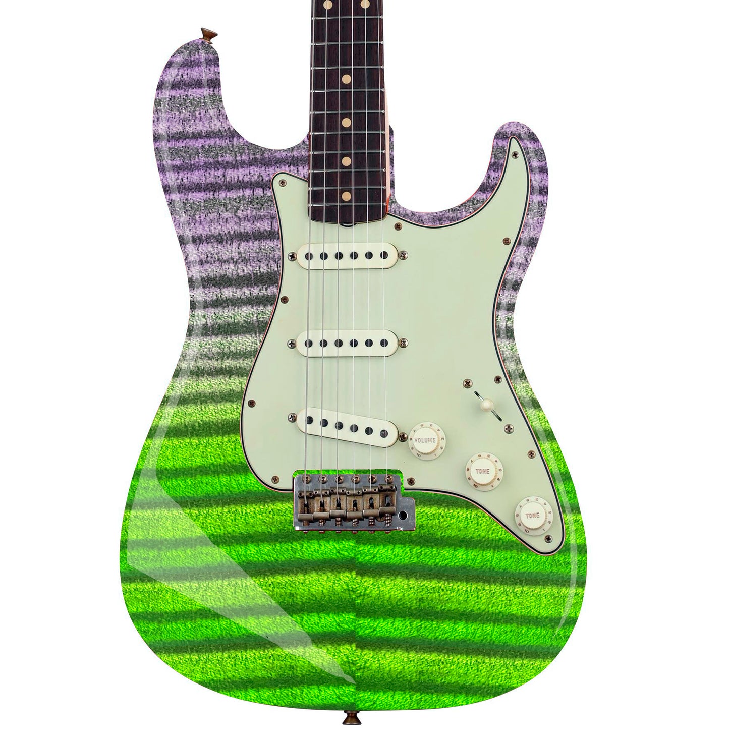 Modern Guitar Skin Vinyl Wrap Decal Sticker Flamed Maple Lime Green Fade GS105