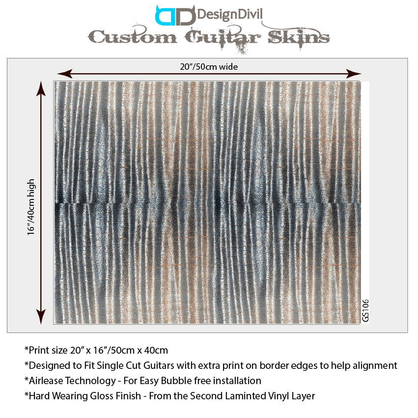 Modern Guitar Skin Vinyl Wrap Decal Sticker Flamed Maple Natural Fade GS106