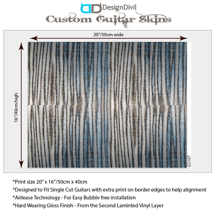 Modern Guitar Skin Vinyl Wrap Decal Sticker Flamed Zebra Maple Natural GS107