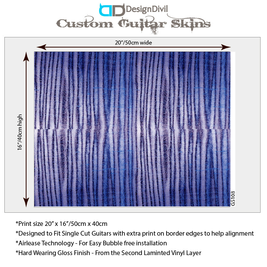 Modern Guitar Skin Vinyl Wrap Decal Sticker Flamed Maple Purple Zebra GS108