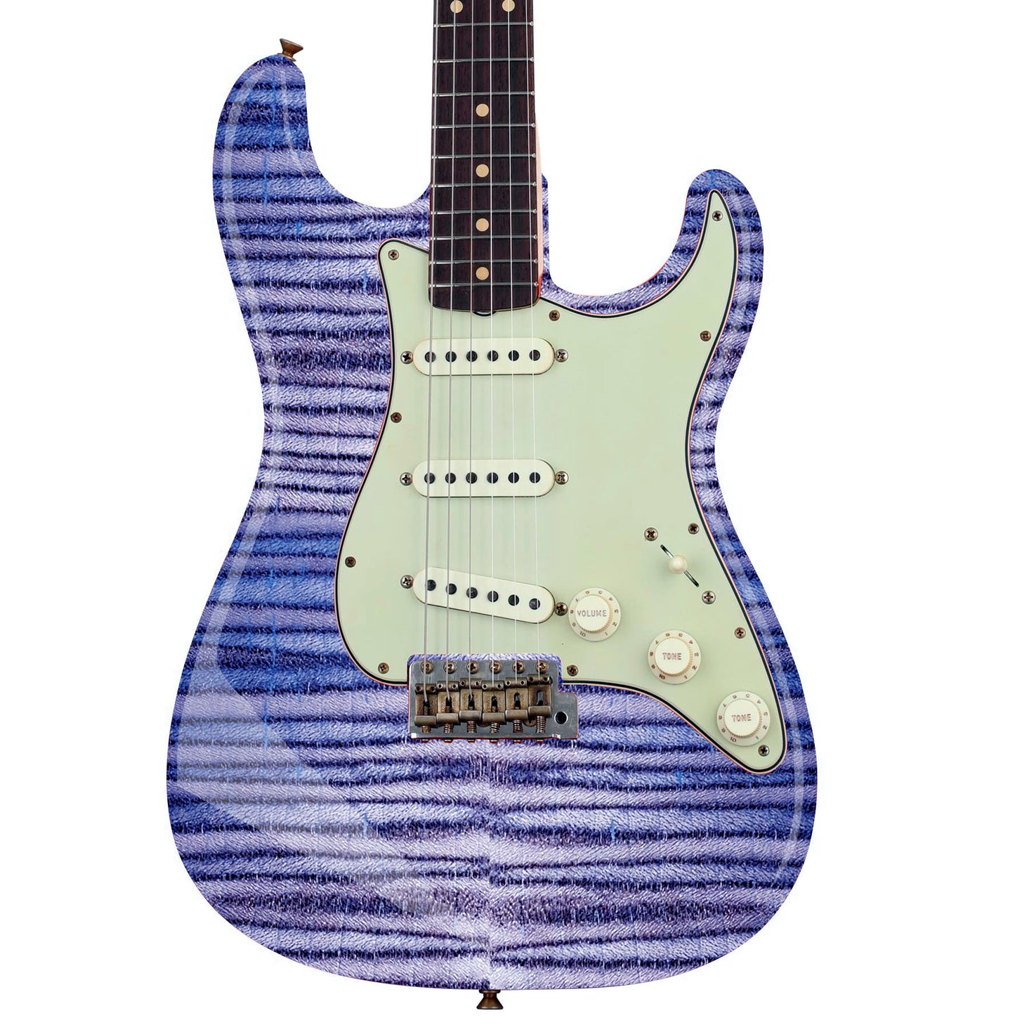 Modern Guitar Skin Vinyl Wrap Decal Sticker Flamed Maple Purple Zebra GS108