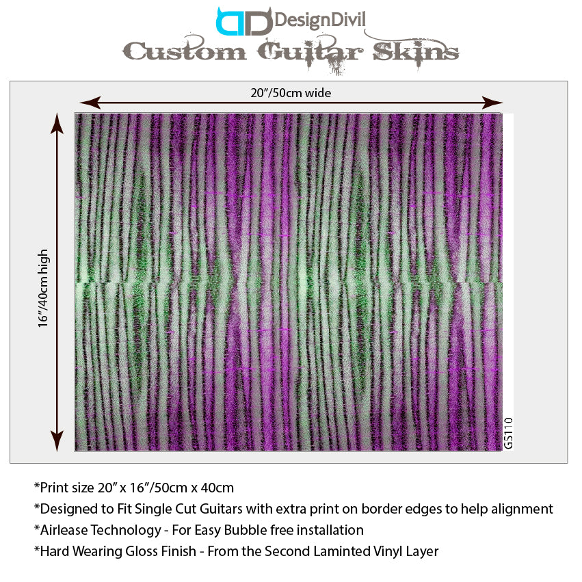 Modern Guitar Skin Vinyl Wrap Decal Sticker Flamed Maple Shredders Zebra GS110