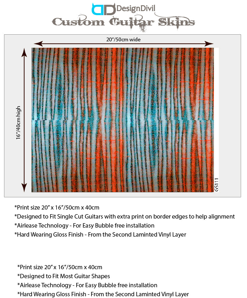 Modern Guitar Skin Vinyl Wrap Decal Sticker Flamed Maple Citrus Zebra GS111