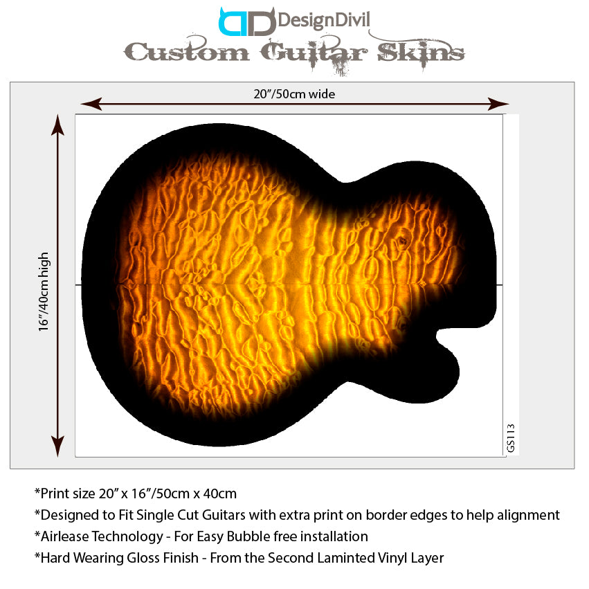 LP Type Guitar Skin Vinyl Wrap Decal Sticker Quilted Maple Amber Burst GS113
