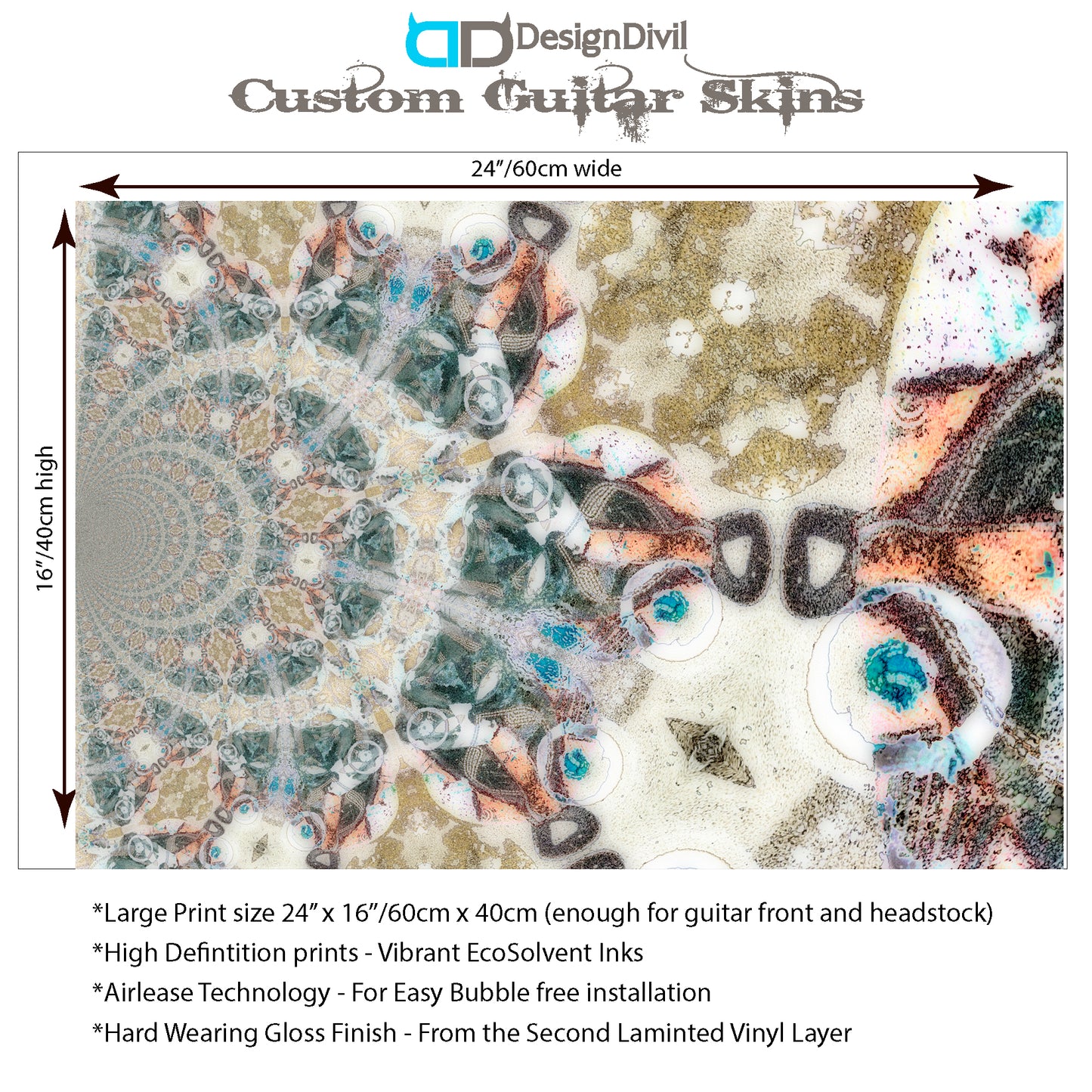 DesignDivil Custom Guitar Skin Vinyl Wrap Laminated Air Lease Print Decal. The Moroccan GS11