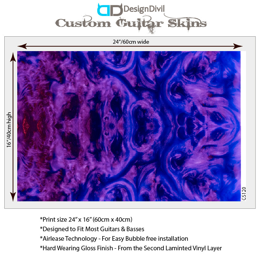 Guitar/Bass Skin Axe Wrap Re Skin Vinyl Wrap Decal Sticker Purple Galaxy GS120
