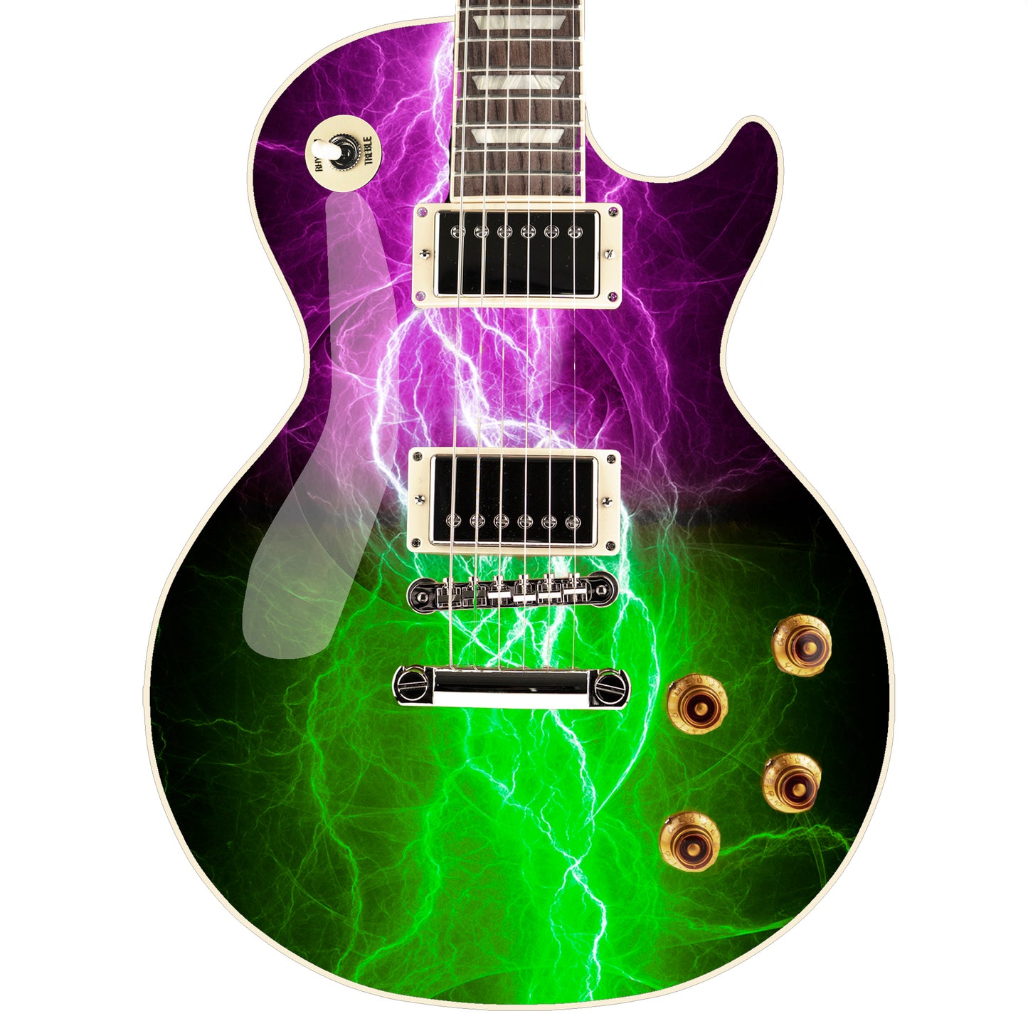 Guitar/Bass Skin Axe Wrap Re Skin Vinyl Decal Sticker Neon Lightning GS122