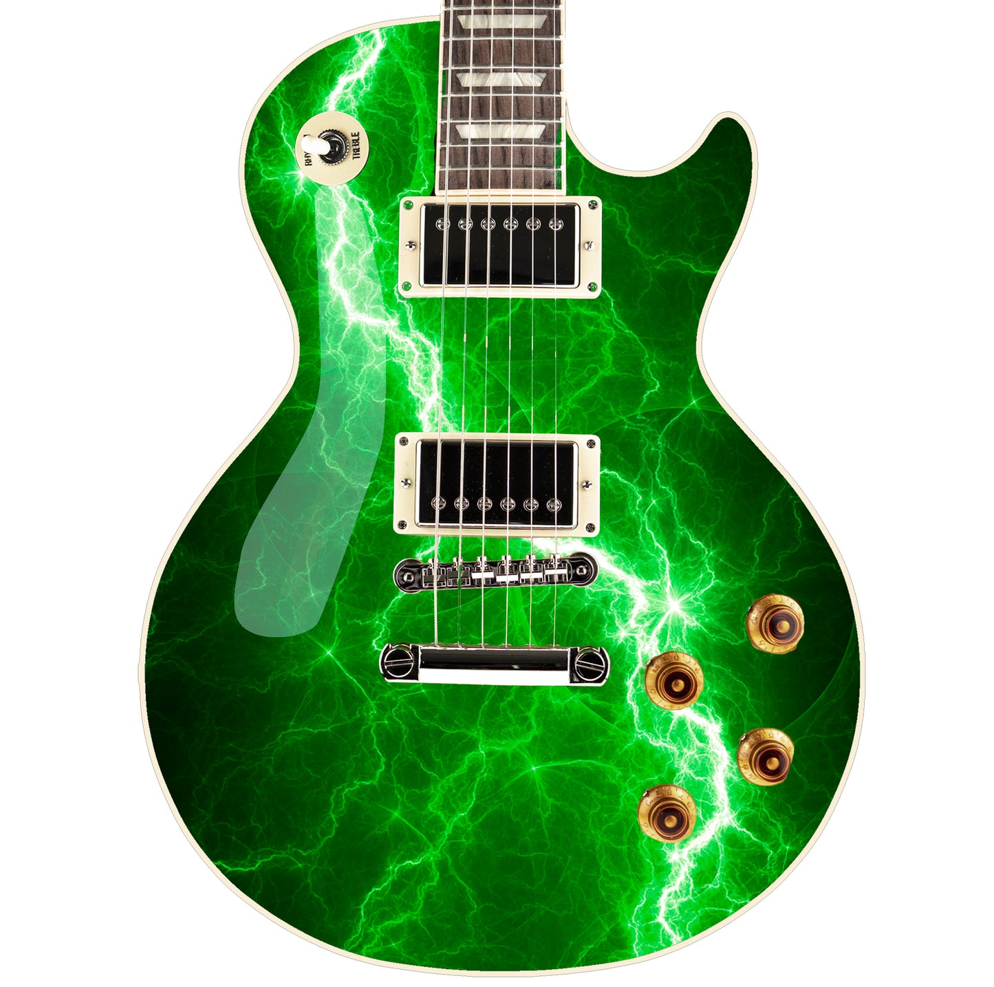 Guitar/Bass Skin Axe Wrap Re Skin Vinyl Decal Sticker Green Lightning Bolt GS124