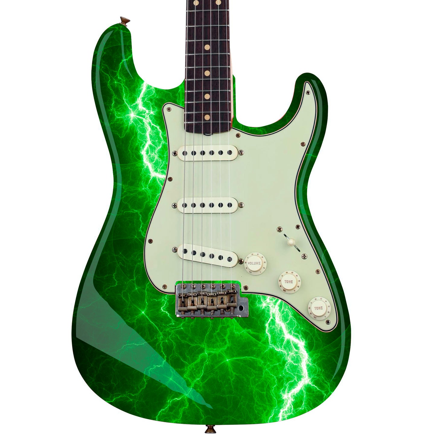 Guitar/Bass Skin Axe Wrap Re Skin Vinyl Decal Sticker Green Lightning Bolt GS124