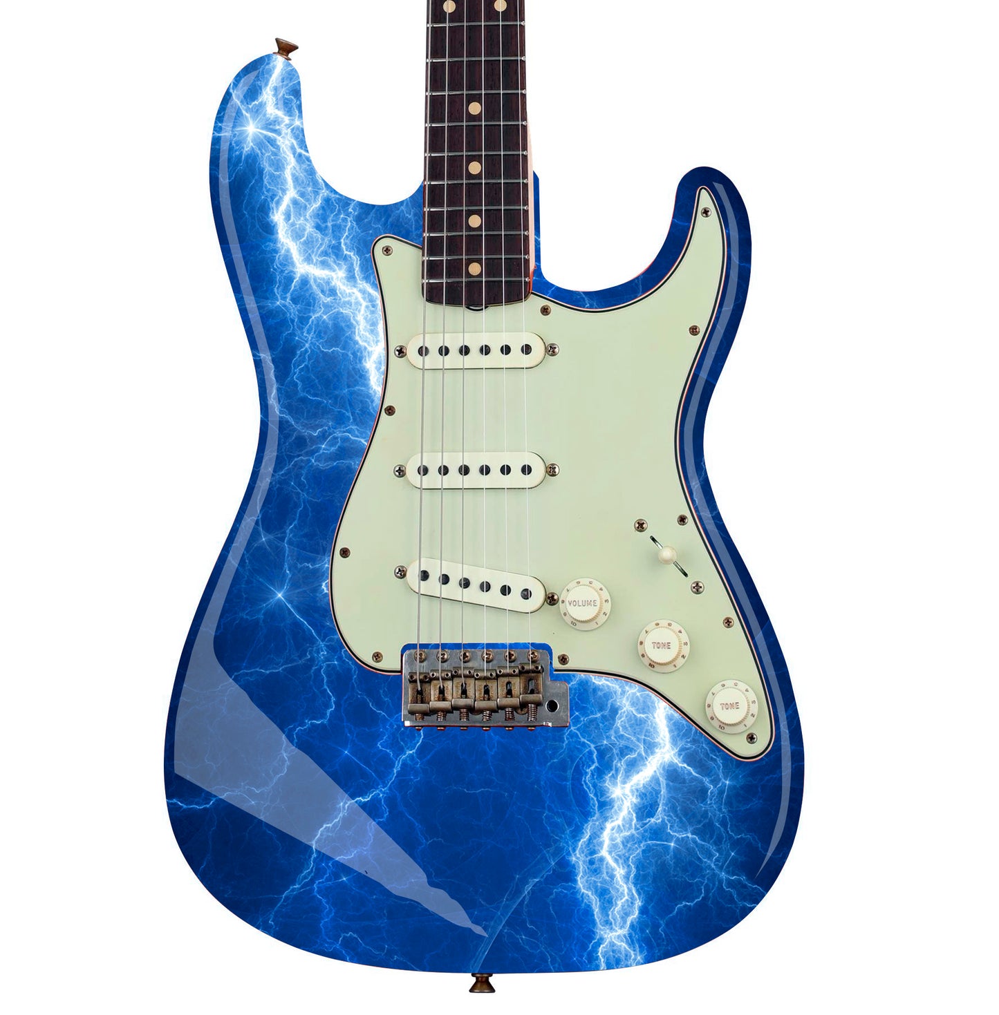 Guitar/Bass Skin Axe Wrap Re Skin Vinyl Decal Sticker Blue Lightning Bolt GS126