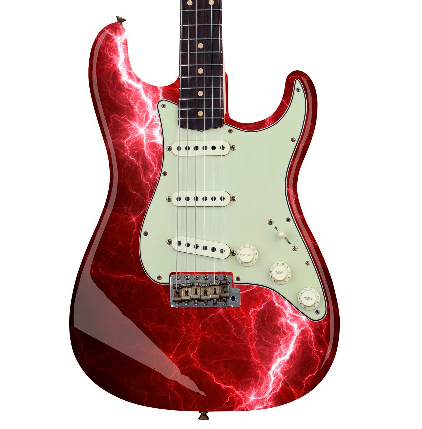 Guitar/Bass Skin Wrap Re Skin Vinyl Decal Sticker Blood Red Lightning Bolt GS127