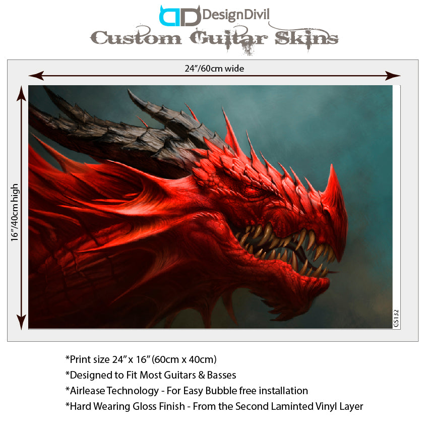 The Dragons Guitar Skin Wrap Laminated Vinyl Decal Sticker 4 Choices GS132