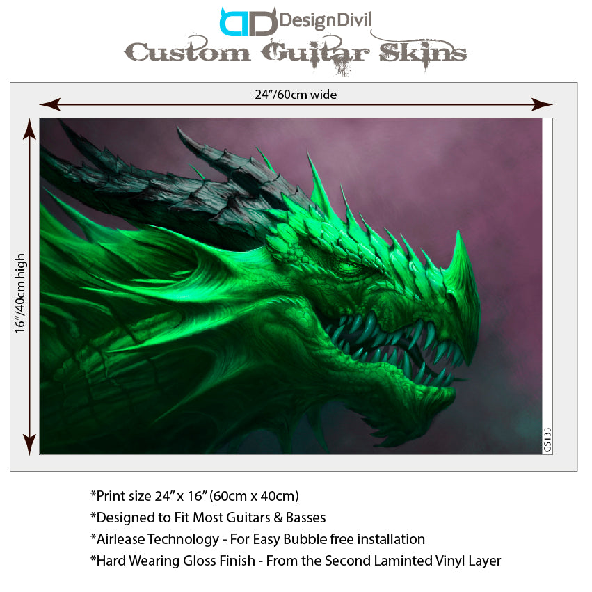 The Dragons Guitar Skin Wrap Laminated Vinyl Decal Sticker 4 Choices GS133