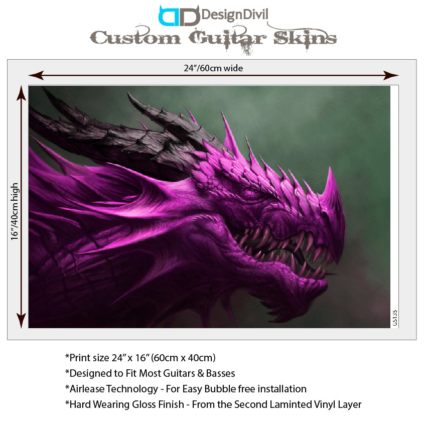 The Dragons Guitar Skin Wrap Laminated Vinyl Decal Sticker 4 Choices GS135