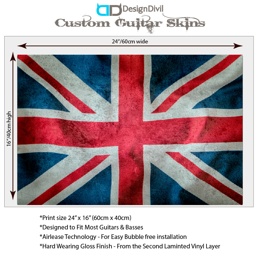 Guitar/Bass Union Jack Laminated Skin Wrap Vinyl Decal Sticker. GS136