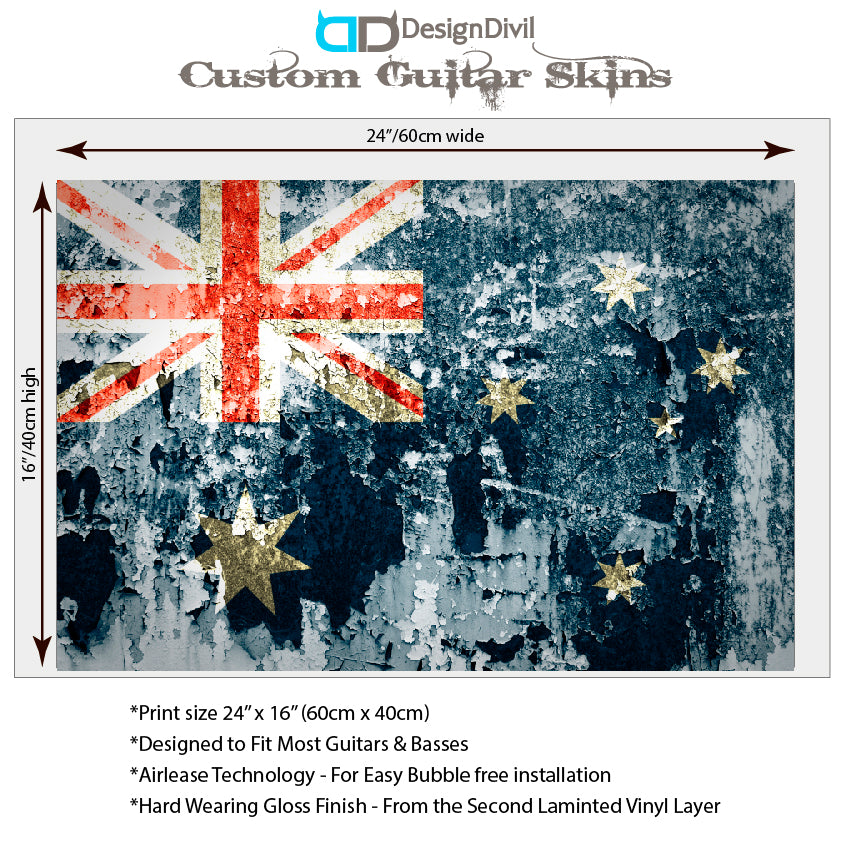 Guitar/Bass Australia Flag Laminated Skin Wrap Vinyl Decal Sticker. GS140