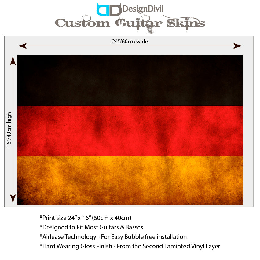 Guitar/Bass Germany Flag Laminated Skin Wrap Vinyl Decal Sticker. GS141