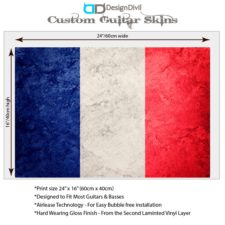 Guitar/Bass France Laminated Skin Wrap Vinyl Decal Sticker. GS143