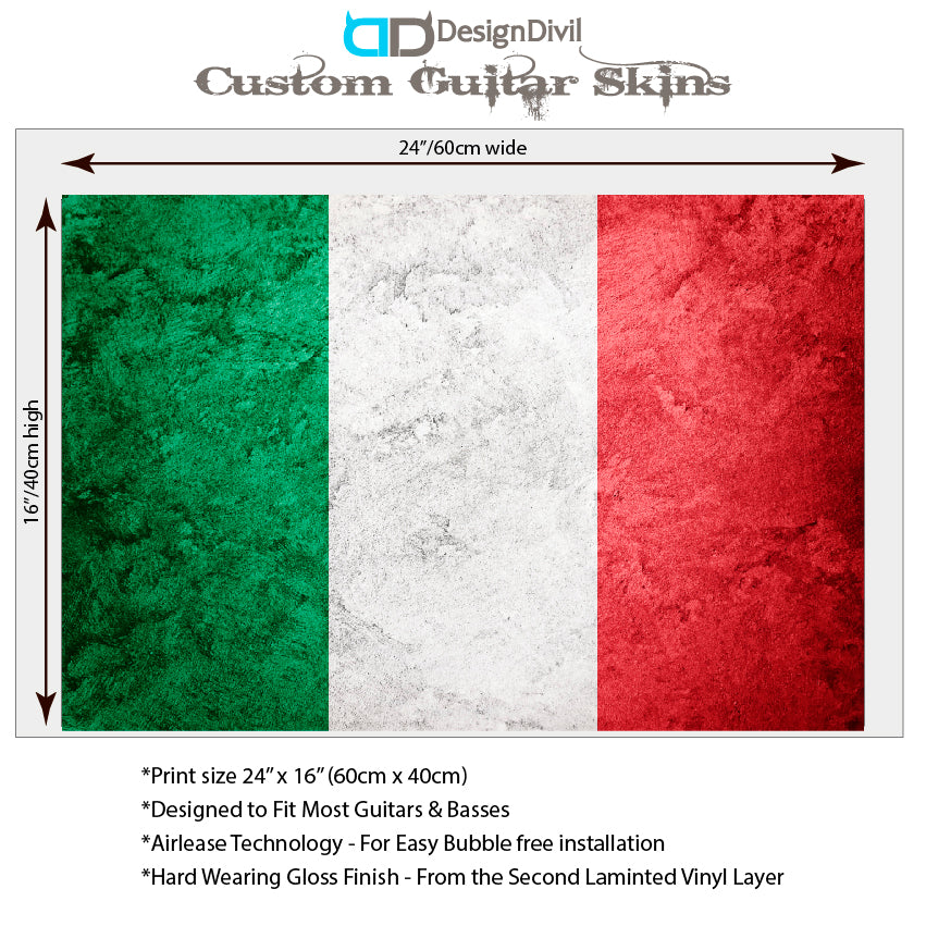 Guitar/Bass Italy Flag Laminated Skin Wrap Vinyl Decal Sticker. GS144