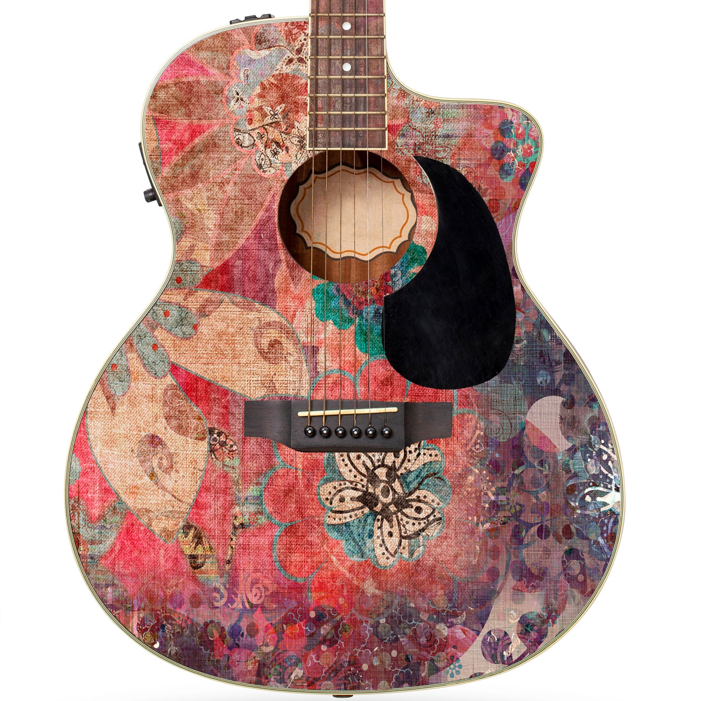 Acoustic/Electric Guitar Skin Wrap Vinyl Decal Sticker 'Bohemian Flower' GS145