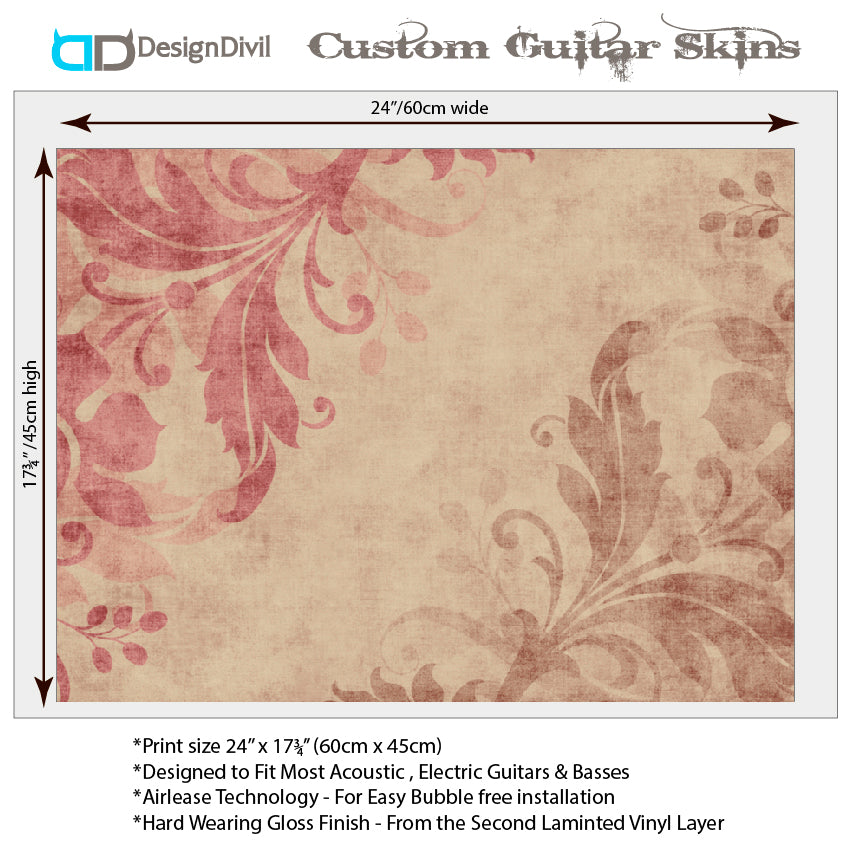 Acoustic/Electric Guitar Skin Wrap Vinyl Decal Sticker 'Vintage Cream' GS149