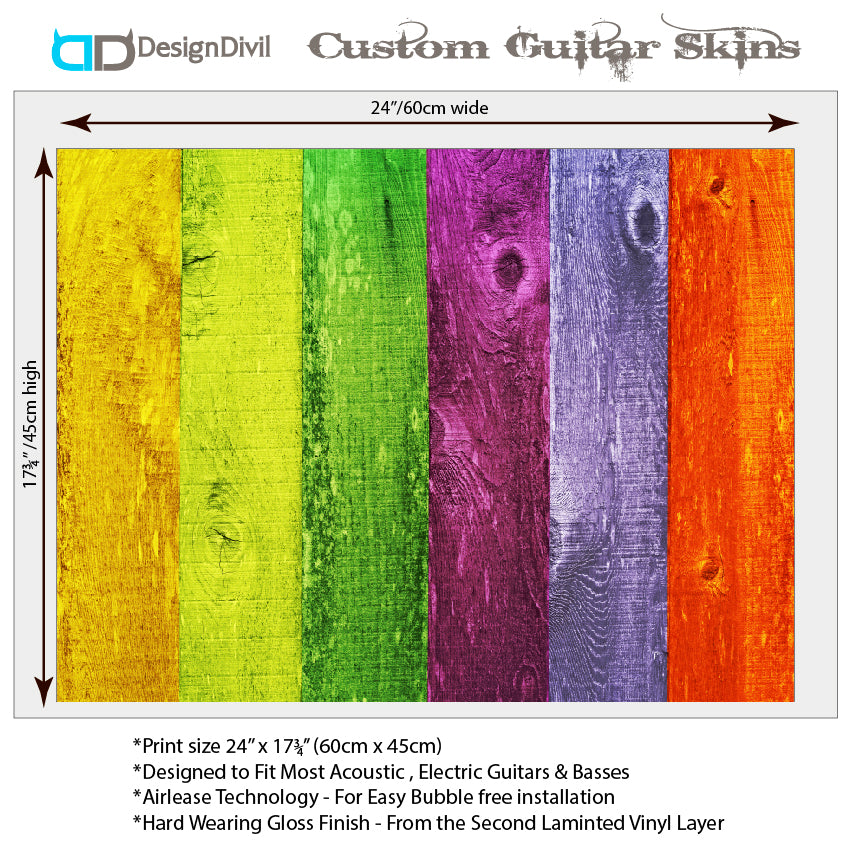 Acoustic/Electric Guitar Skin Wrap Vinyl Decal Sticker 'Rainbow Palette' GS151