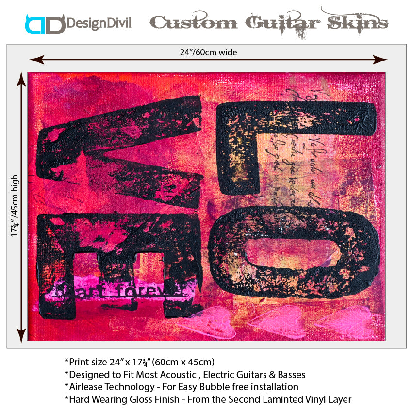 Acoustic/Electric Guitar Skin Wrap Vinyl Decal Sticker 'Love Music' GS153