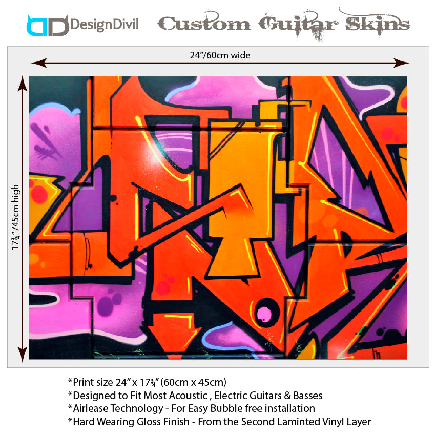 Acoustic/Electric Guitar Skin Wrap Vinyl Decal Sticker Street Graffiti GS165