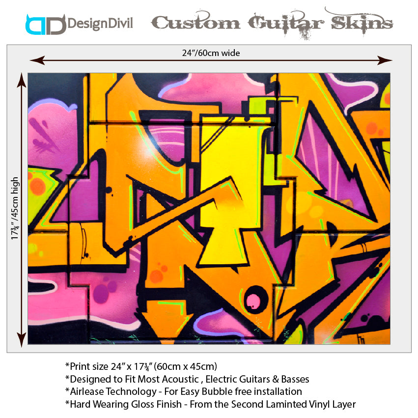 Acoustic/Electric Guitar Skin Wrap Vinyl Decal Sticker Street Graffiti GS168