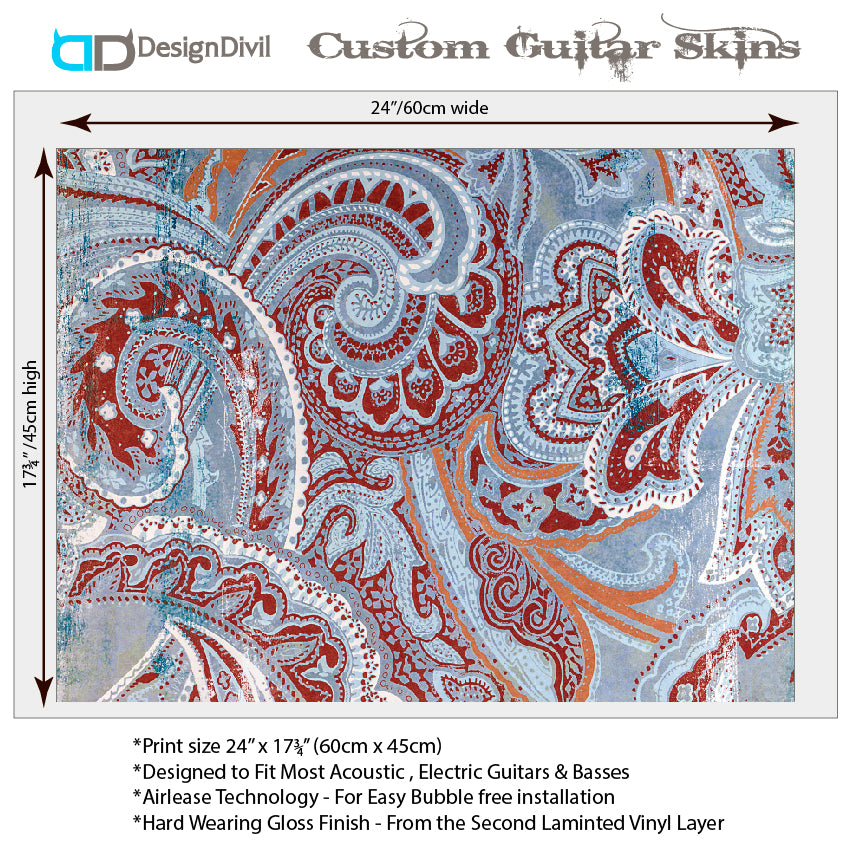 Acoustic/Electric Guitar Skin Wrap Vinyl Decal Sticker Modern Lace GS170
