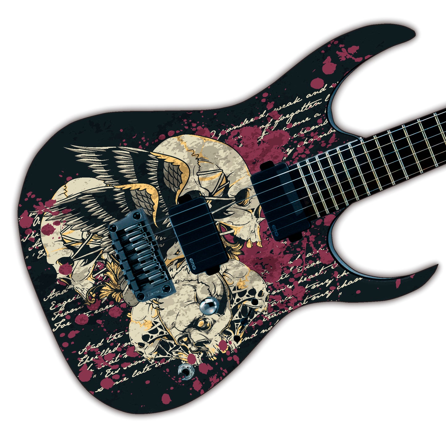 Custom Guitar Skin Vinyl Wrap Laminated Air Lease Print Decal. Zombie Skulls GS17