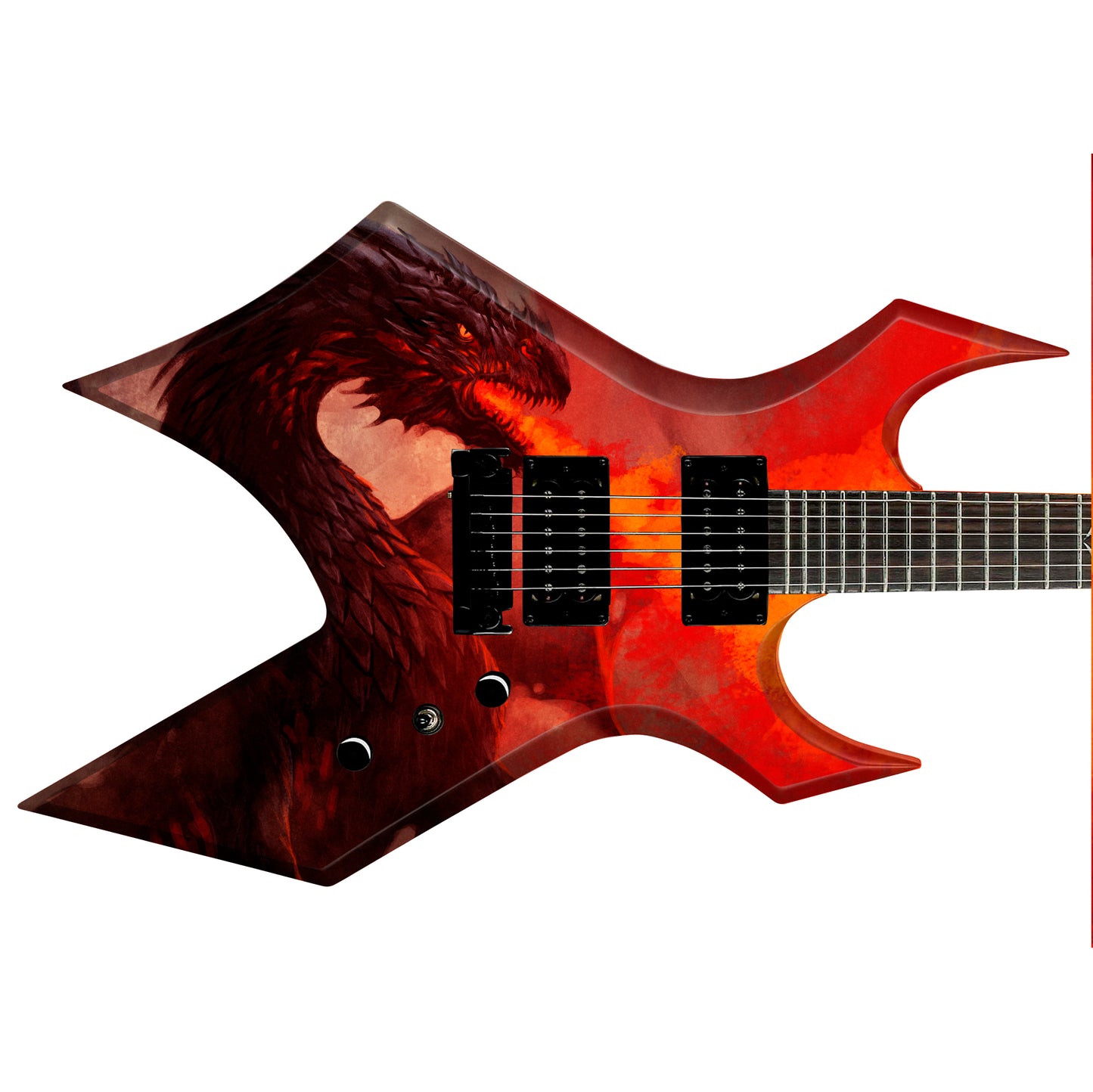 The Warrior Dragons Skin Wrap Vinyl Decal Stickers for Guitars & Bass. Fire Breather GS181