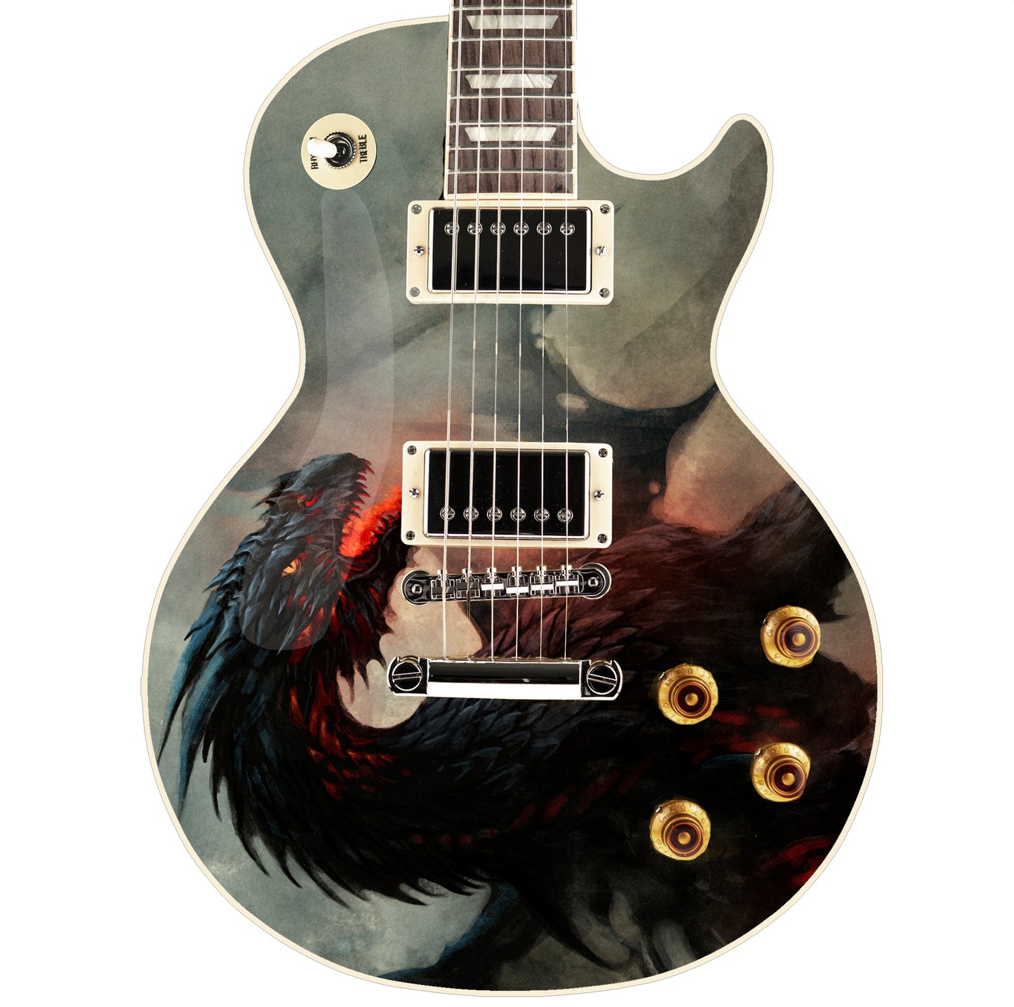 The Warrior Dragons Skin Wrap Vinyl Decal Stickers for Guitars & Bass. The Druk GS182