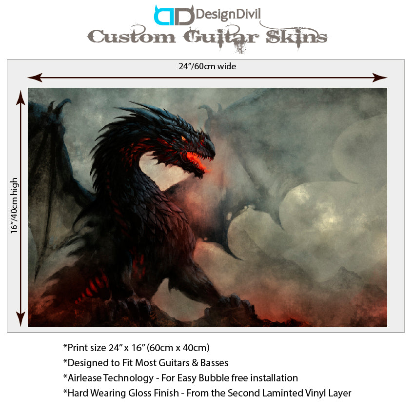 The Warrior Dragons Skin Wrap Vinyl Decal Stickers for Guitars & Bass. The Druk GS182