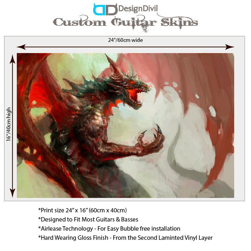 The Warrior Dragons Skin Wrap Vinyl Decal Stickers for Guitars & Bass. The Wyvern GS183