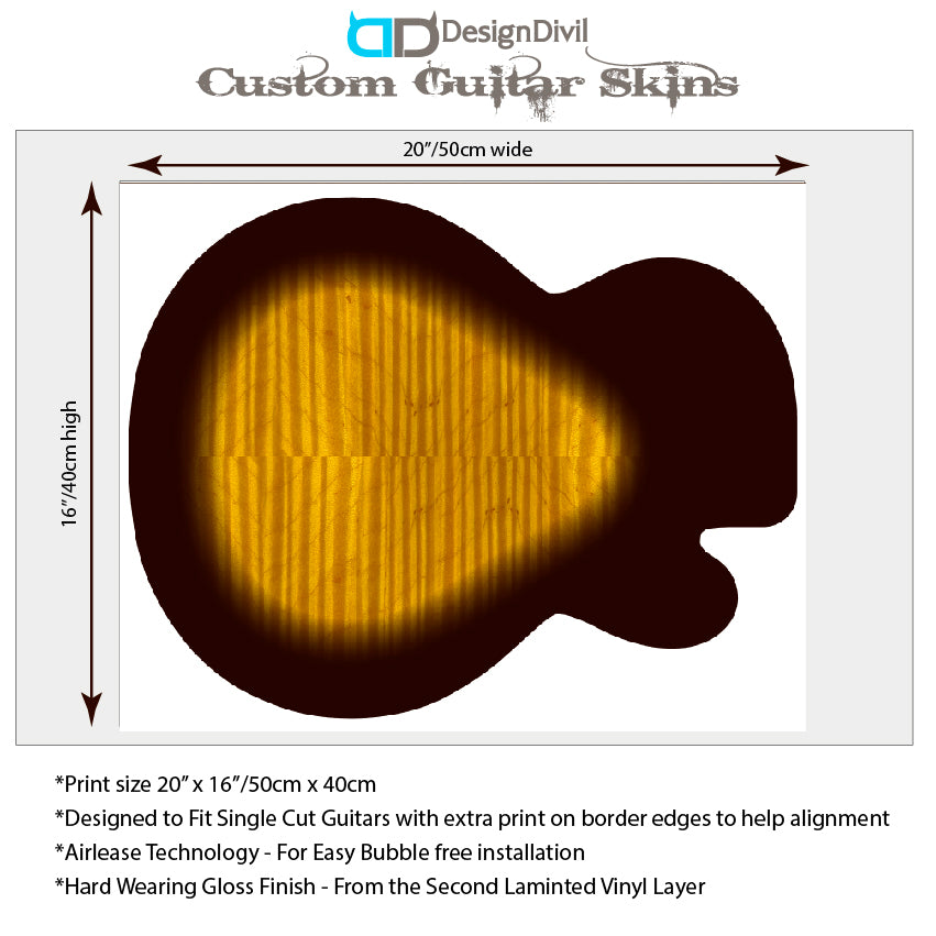 LP Type Guitar Skin Vinyl Wrap Decal Stickers Vintage Burst. Brown GS188