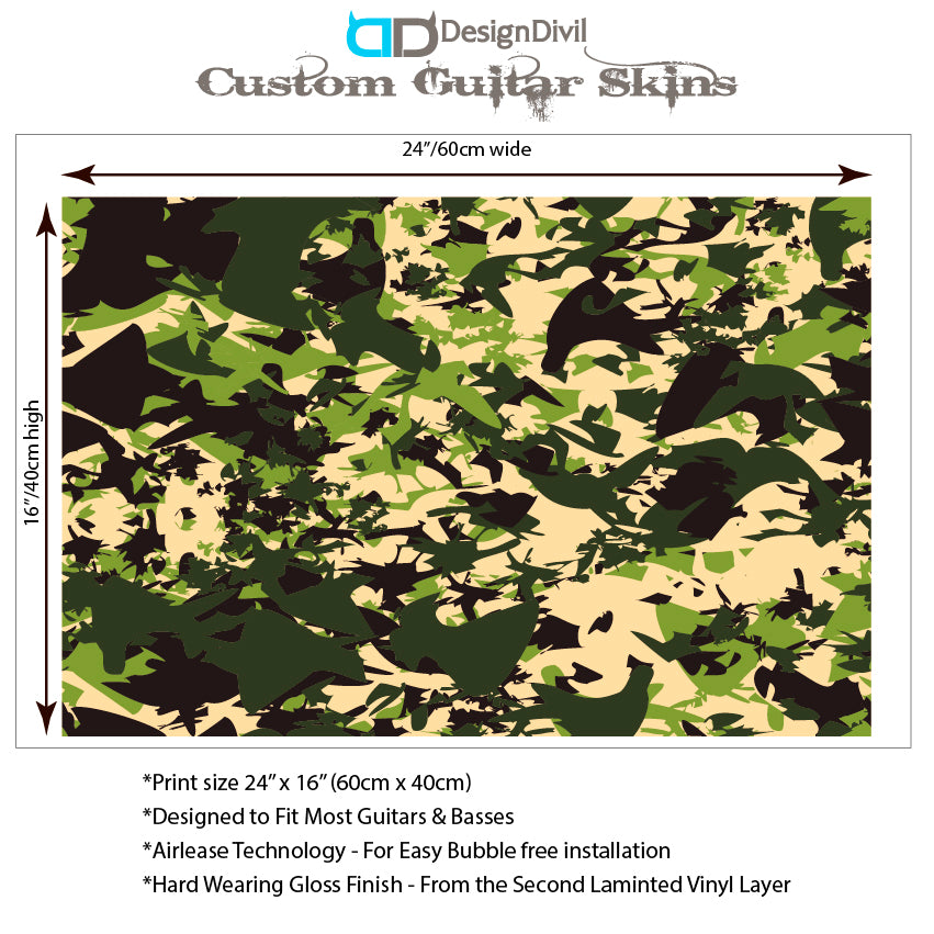 The Camo Selection Guitar/Bass Vinyl Skin Wrap Decal Sticker Skins. Woodland GS193