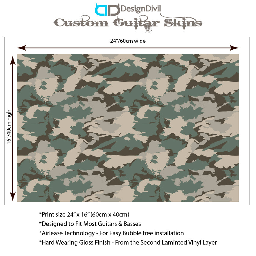 The Camo Selection Guitar/Bass Vinyl Skin Wrap Decal Sticker Skins. Telo GS194