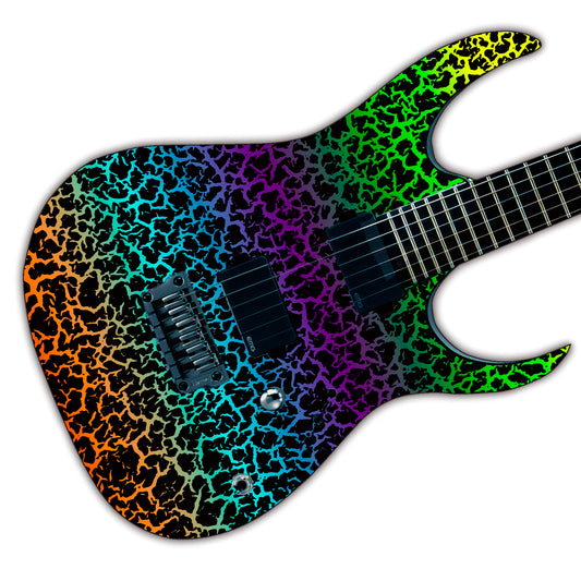 80's Metal Crackle Paint Selection Guitar/Bass Skin Wrap Sticker Skin. Rainbow GS209